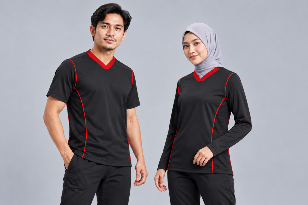 Multipanel MF6A Vneck Flat Basic — V-neck Flat, Basic / standard, Standard finish. AI illustration, not an actual sewn sample.