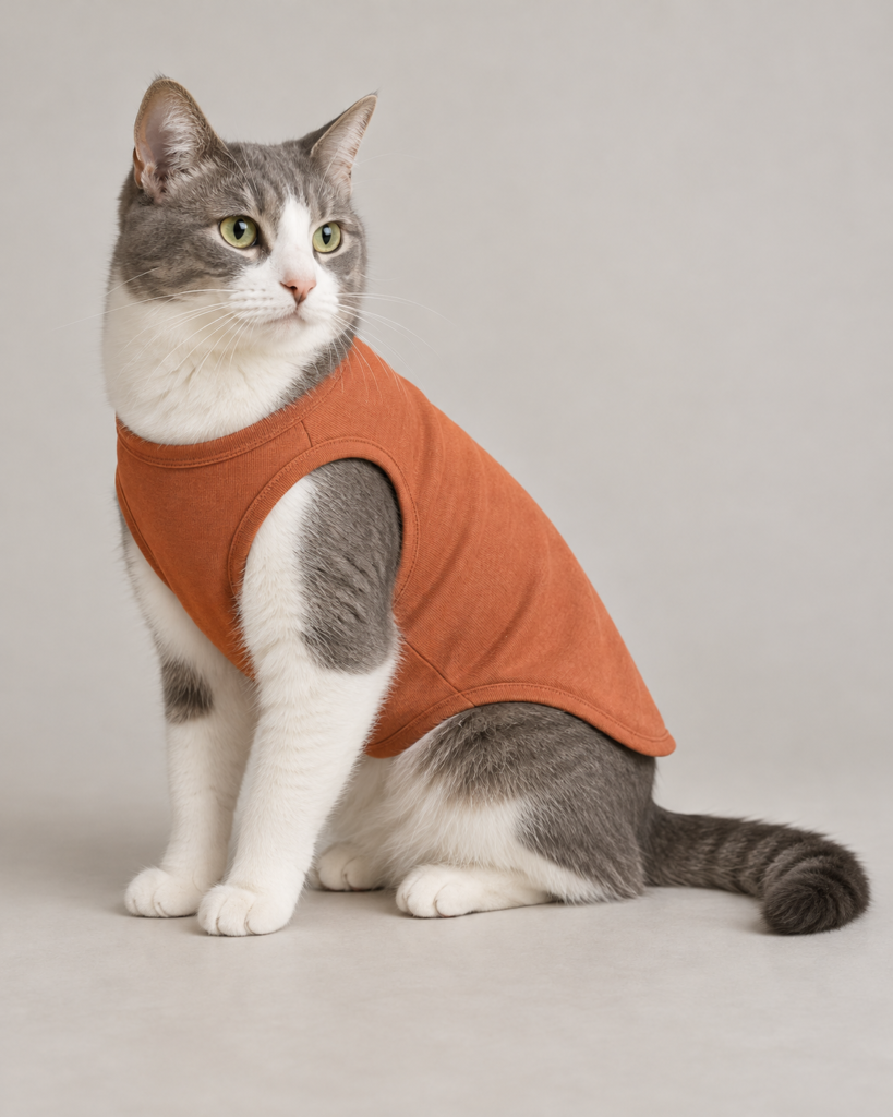 Cat Shirt — —, —, —. AI illustration, not an actual sewn sample.