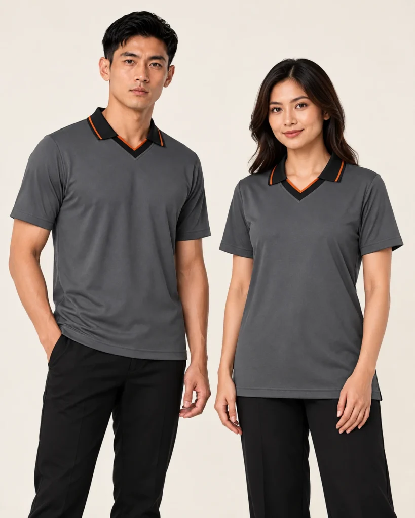 Adult Retro Basic — V-neck Collar / Retro, Basic / standard, Standard finish. AI illustration, not an actual sewn sample.