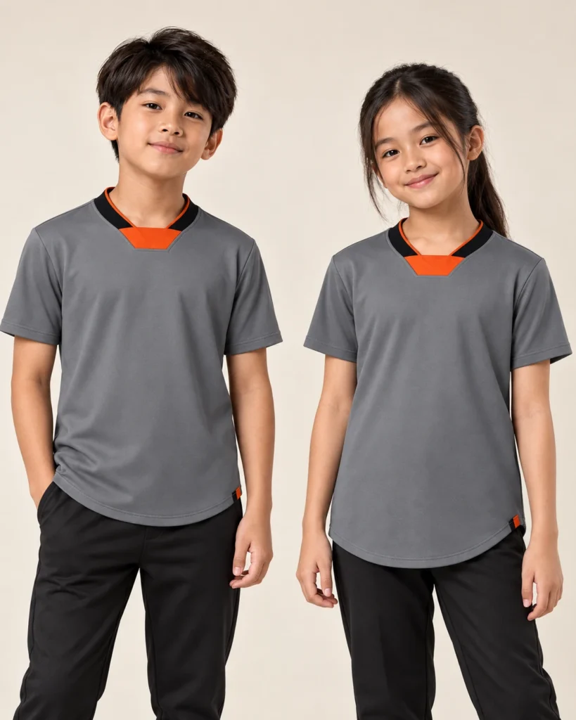 Kids NFL Curve Hem — NFL, Basic / standard, Curve Hem. AI illustration, not an actual sewn sample.